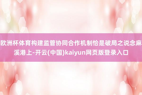 欧洲杯体育构建监管协同合作机制恰是破局之说念　　麻溪港上-开云(中国)kaiyun网页版登录入口