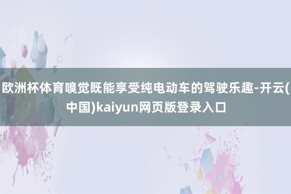 欧洲杯体育嗅觉既能享受纯电动车的驾驶乐趣-开云(中国)kaiyun网页版登录入口